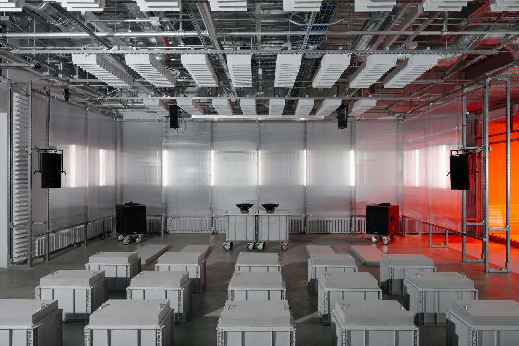 One possible seating configuration of the Dartmouth Warehouse for Sonic Art