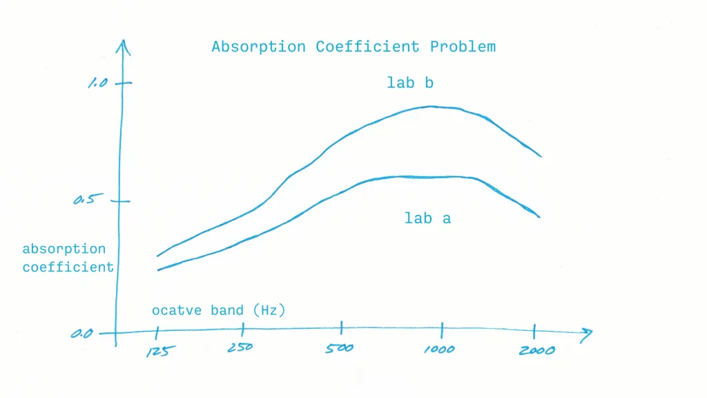 A simple illustration of the Absorption Coefficient Problem. The same material tested in two different controlled labs often returns different results.
