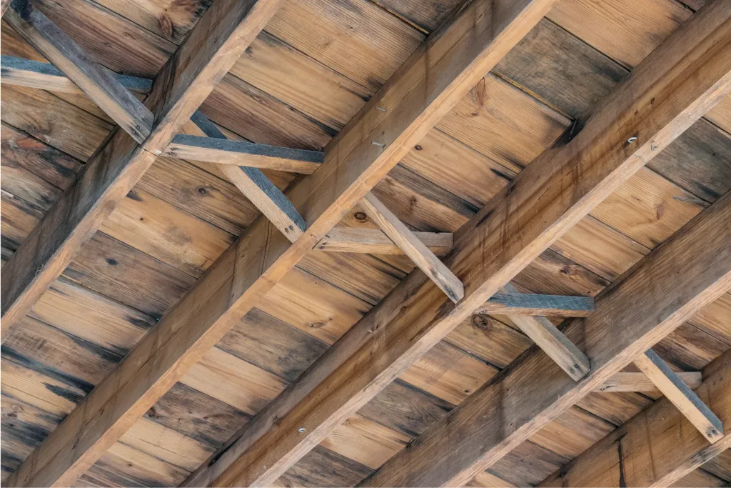 Exposed wood ceiling at the Highpoint, Richmond VA